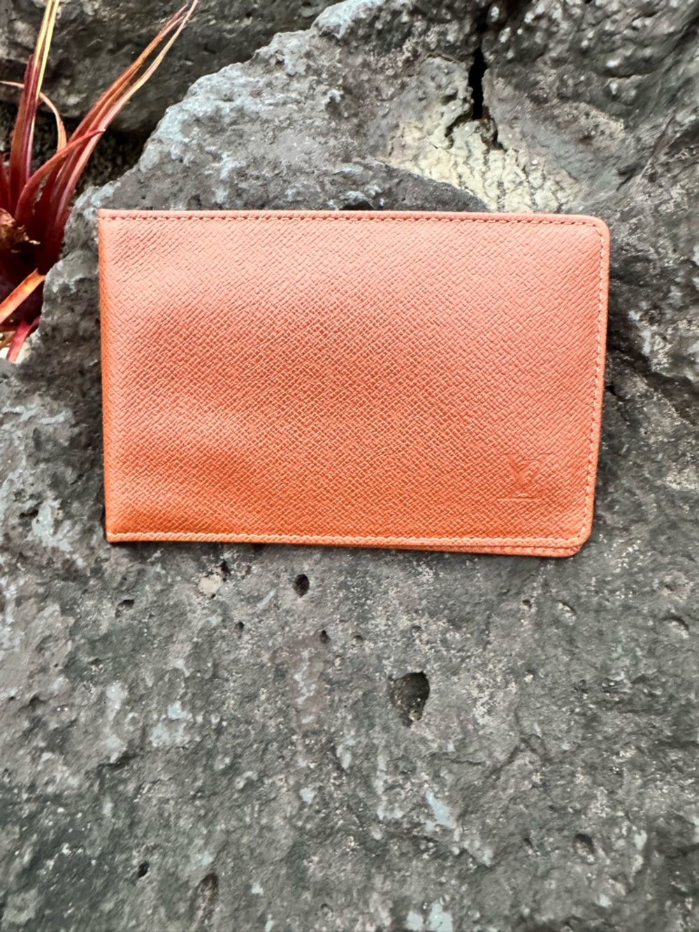 Louis Vuitton Epi Leather Bifold Card Holder ID Wallet Orange 1999 France